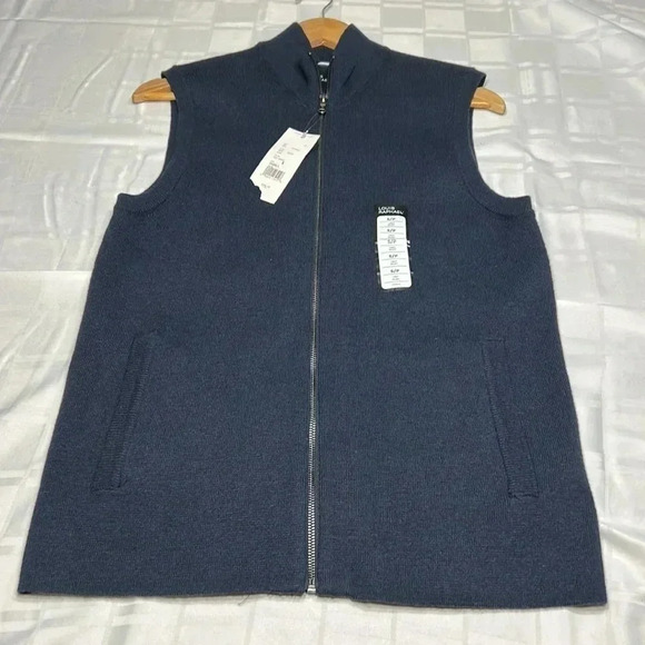 Y2K  vtg NWT LOUIS RAPHAEL vest ,men SM,blue wool blend vest,front zip.EC - Picture 1 of 12